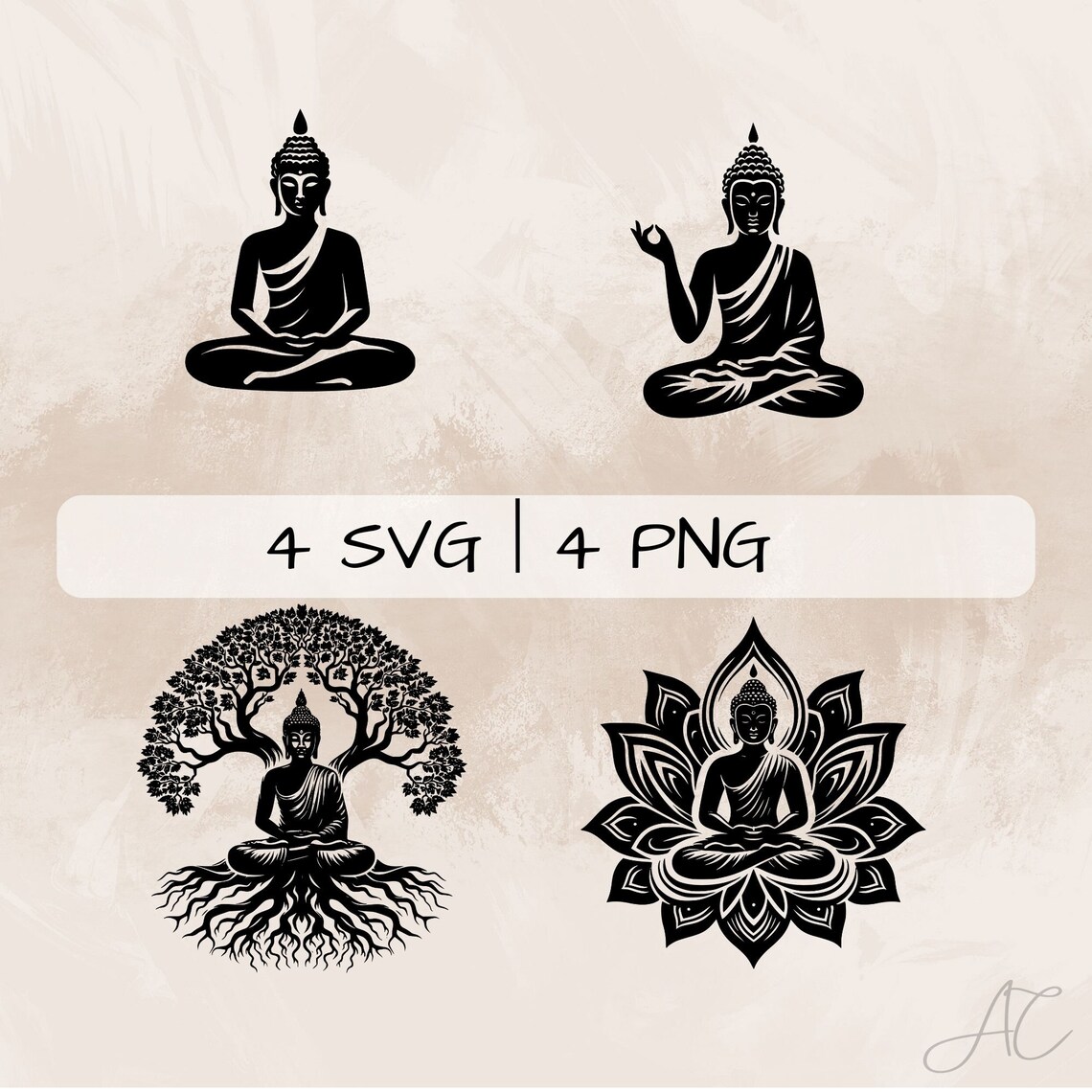 Paquete SVG de Buda, PNG de meditación, imágenes prediseñadas de Buda ...