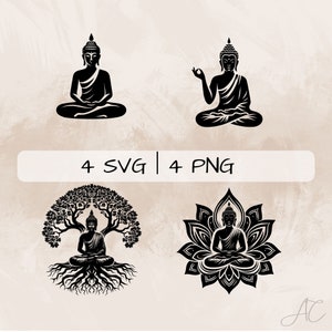 Buddha SVG bundle, Meditation PNG, Lotus Buddha  Clipart, Hand drawn Buddha pictures for print and engraving