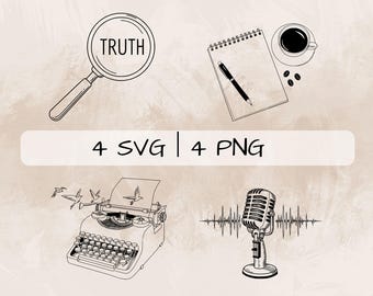 Paquete SVG de periodista, Reportero PNG, Clipart de periodista, Imágenes de periodista dibujadas a mano para imprimir y grabar