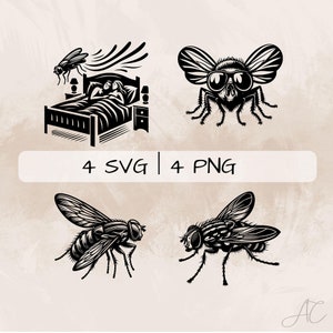 Paquete Fly SVG, Fly Flying PNG, Cool Fly Clipart, Imágenes de mosca dibujadas a mano para imprimir y grabar