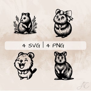 Quokka SVG bundle, Cute Quokka PNG, Setonix Clipart, Hand drawn Quokka pictures for print and engraving