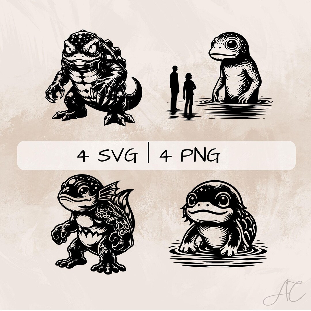Kappa SVG Bundle, Japanese Kappa PNG ,kappa in River Clipart, Hand