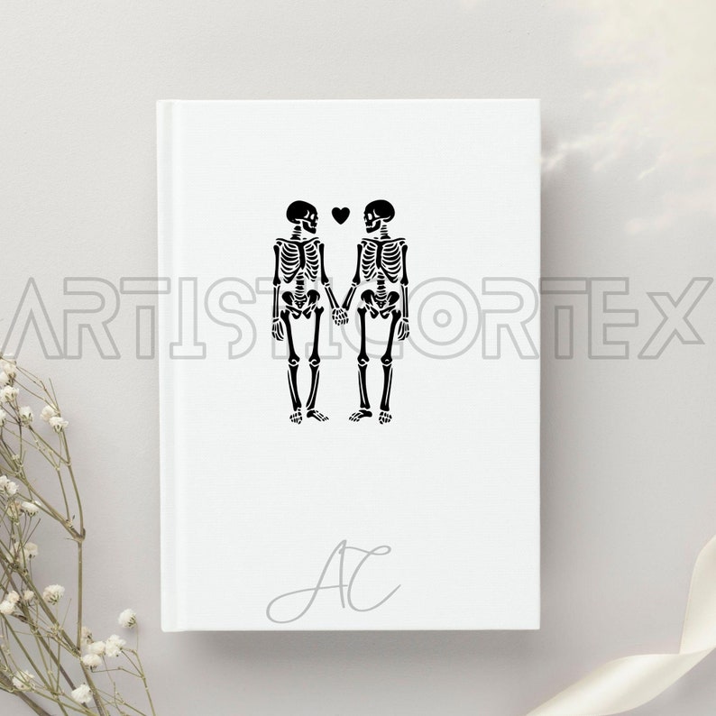 Paquete SVG de pareja de esqueletos, PNG de esqueleto, imágenes prediseñadas de amor de esqueleto, imágenes de esqueleto dibujadas a mano para imprimir y grabar imagen 5
