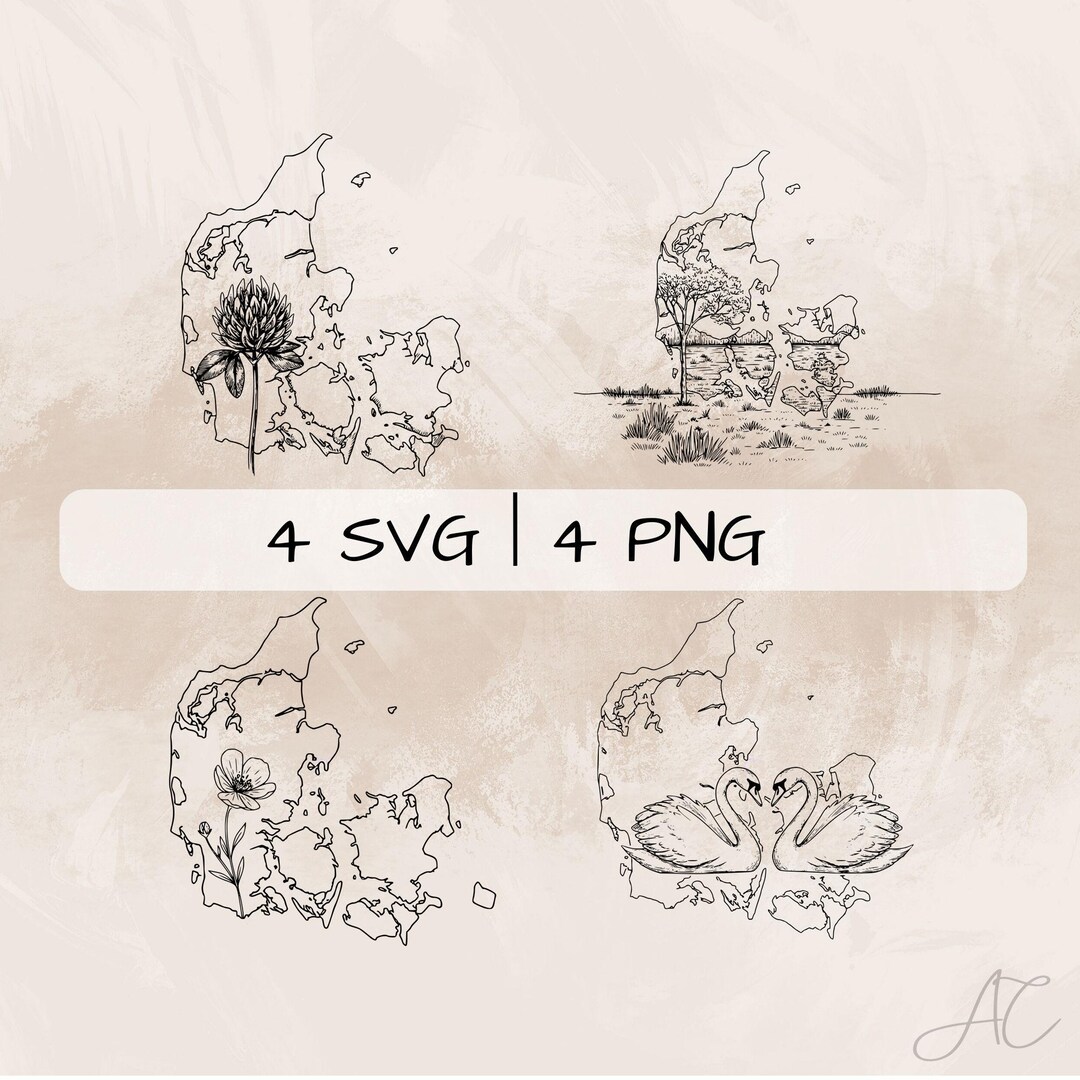 Denmark SVG Bundle, Denmark Outline PNG ,denmark Map Clipart, Hand ...