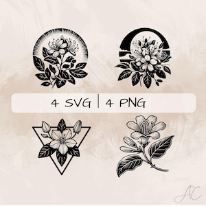 Honeysuckle SVG Bundle, Honeysuckle Flower PNG ,June Birth Flower Clipart, Hand drawn Honeysuckle pictures for print and engraving