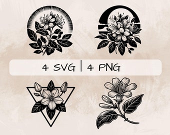 Kaprifol SVG-paket, kaprifolblomma PNG, junifödelseblomma Clipart, handritade kaprifolbilder för tryck och gravyr