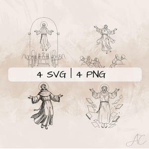 Joseph of Cupertino SVG Bundle, Saint Joseph of Cupertino PNG , Hand drawn Joseph of Cupertino pictures for print and engraving