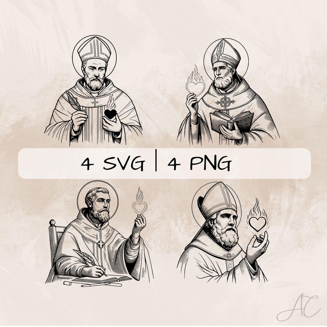 Saint Augustine SVG Bundle, St Augustine PNG , Sacred Heart Clipart ...