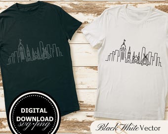 São Paulo SVG Bundle, São Paulo Skyline PNG, City Clipart, Hand drawn City Skyline line art pictures for print and engraving