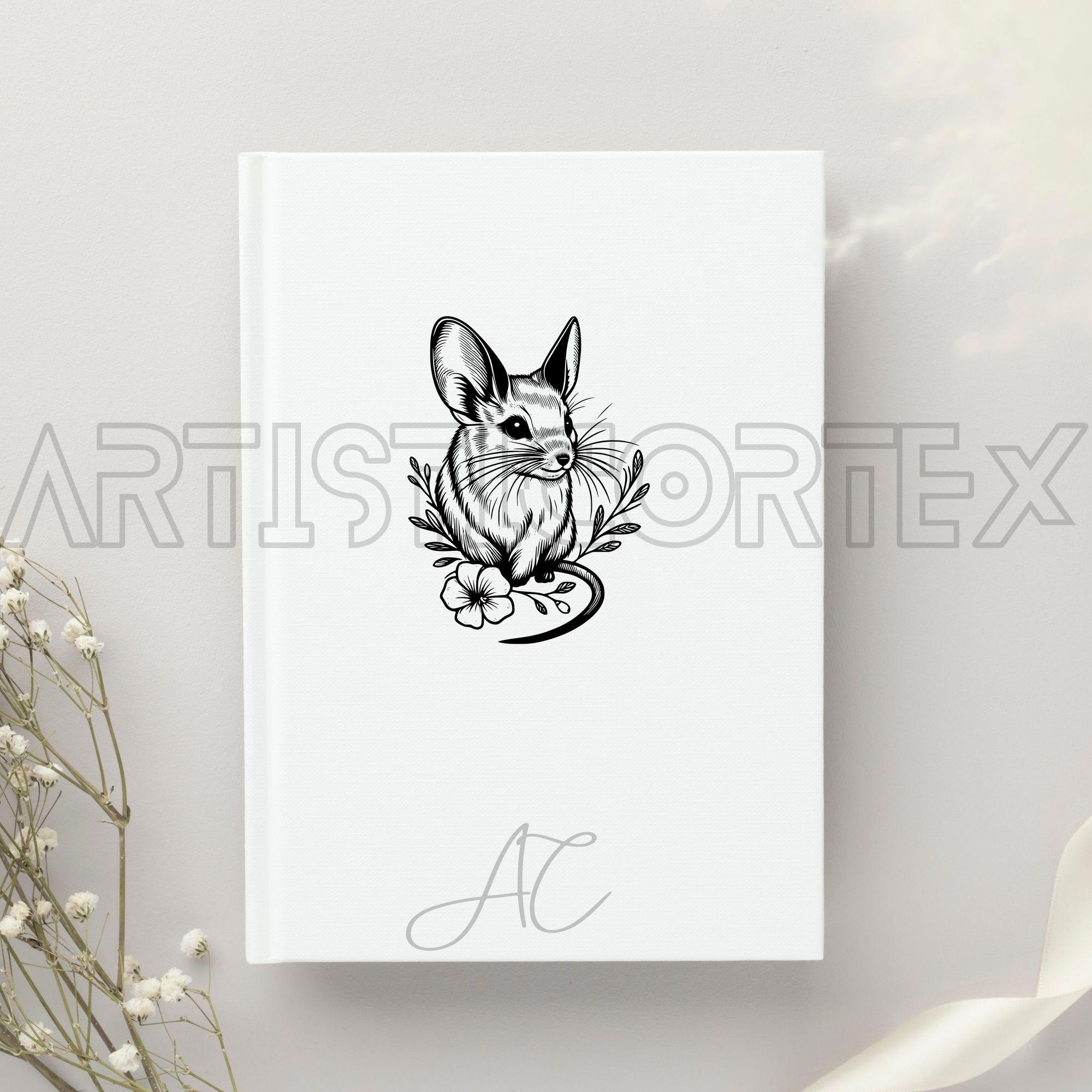 Delicate Jerboa SVG Bundle, Jerboa Line Art PNG, Floral Jerboa