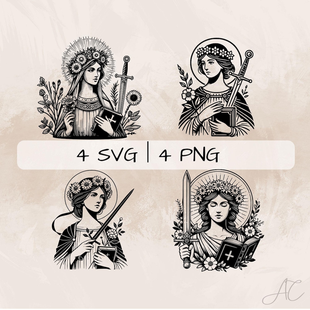 Saint Dymphna SVG Bundle, St. Dymphna PNG ,saint Dymphna Clipart, Hand