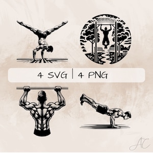 Street Workout SVG bundle, Calisthenics PNG, Workout Clipart, Hand drawn Street Workout pictures for print and engraving