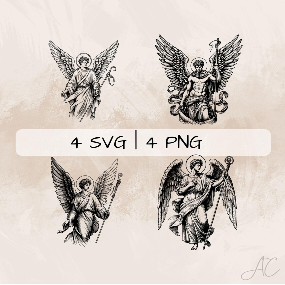 Saint Raphael Staff Archangel Raphael SVG Bundle, Saint Raphael PNG, St Raphael and Staff ...