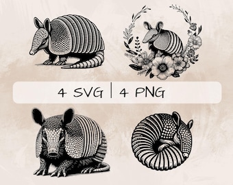 Armadillo SVG Bundle, Armadillo Face PNG , Floral Armadillo Clipart, Hand drawn Armadillo pictures for print and engraving