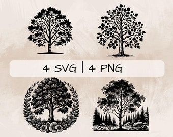 Alder Tree SVG Bundle, Tree PNG ,Alder Tree Clipart, Hand drawn Alder Tree pictures for print and engraving