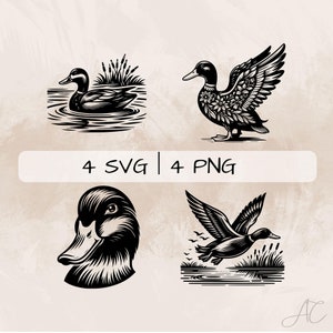 Duck SVG Bundle, Flying Duck PNG , Duck Face Clipart, Hand Drawn Duck ...