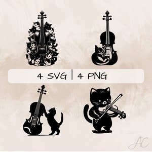 Cat and Music Instruments SVG bundle, Cat PNG, Music instruments Clipart, Hand drawn music instruments pictures for print and engraving