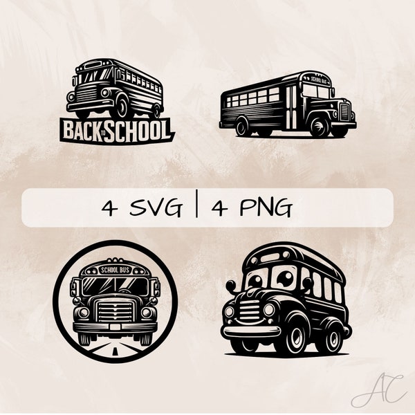 School Bus SVG bundle, Bus PNG, Back to School Clipart, Hand drawn School Bus pictures for print and engraving