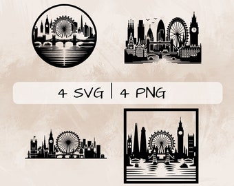 London SVG bundle, London Skyline PNG, London View Clipart , Hand drawn London pictures for print and engraving