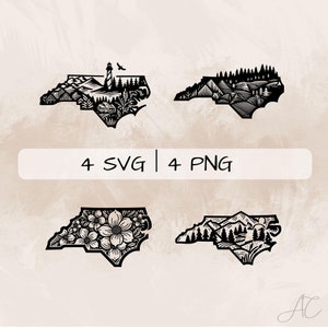North Carolina SVG Bundle, North Carolina Map PNG ,North Carolina Clipart, Hand drawn North Carolina pictures for print and engraving