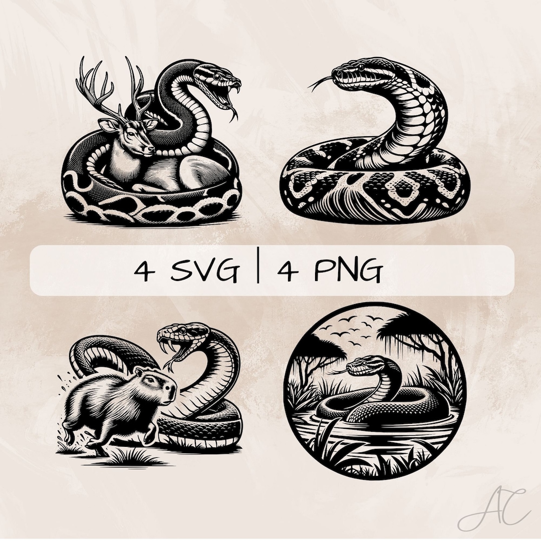 Anaconda SVG Bundle, Anaconda and Prey PNG, Anaconda in Swamp Clipart ...