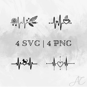 Herzschlag Linie SVG Bundle, Herzschlag Linie mit Katze PNG, Clipart, handgezeichnete Herzschlag Linie Bilder zum Drucken und gravieren