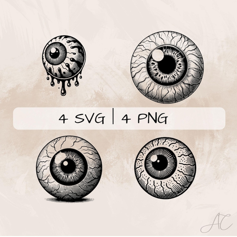 Eyeball SVG Bundle, Halloween Eyeball PNG, Bloody Eyeball Clipart, Hand ...