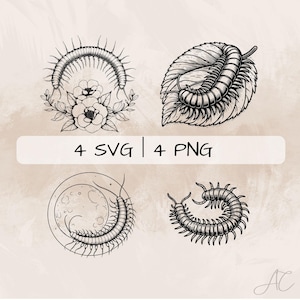 Centipede SVG Bundle, Insect PNG ,Centipede Clipart, Hand drawn Centipede pictures for print and engraving