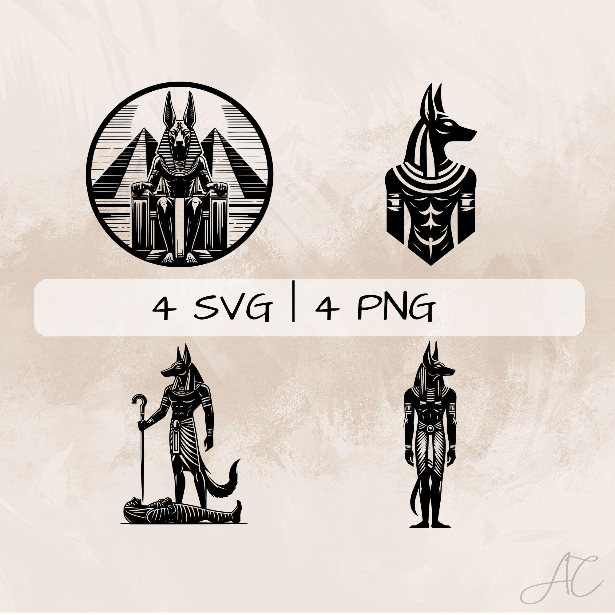 Anubis SVG bundle, Anubis God of Death PNG, Anubis and Mummy Clipart, Hand drawn Anubis pictures for print and engraving