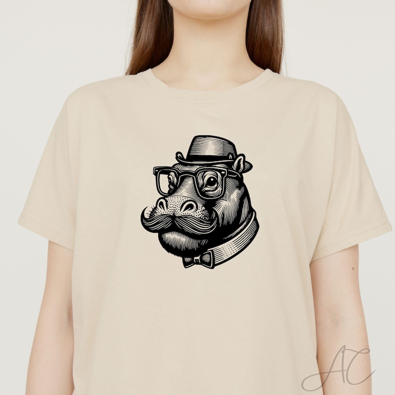 Hipster Hippo SVG Bundle, Hippo PNG, Hipster Hippopotamus Clipart, Hand ...