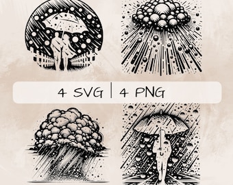 Pacchetto Hail SVG, Hail Storm PNG, Hail and Umbrella Clipart, Immagini Hail disegnate a mano per la stampa e l'incisione
