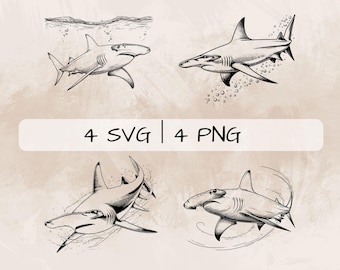 Hammerhead Shark SVG Bundle, Shark PNG ,Hammerhead Clipart, Hand drawn Hammerhead Shark pictures for print and engraving
