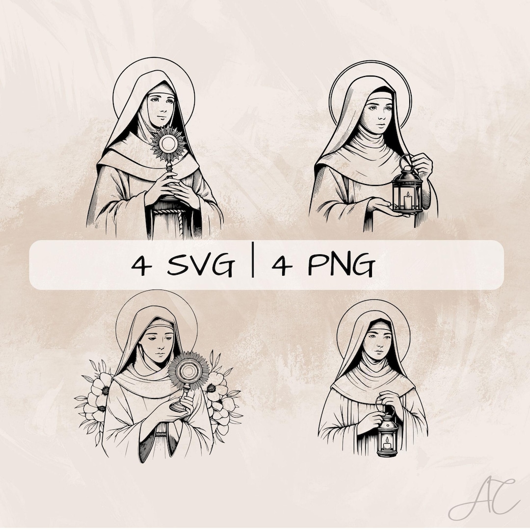 Saint Clare of Assisi SVG Bundle, St Clare PNG ,saint Clare Clipart ...