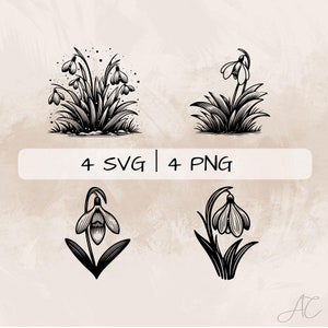 Snowdrop SVG Bundle, Snowdrop Flower PNG ,Snowdrop and Snow Clipart, Hand drawn Snowdrop pictures for print and engraving