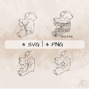 Ireland SVG Bundle, Ireland Outline PNG ,Ireland Country Clipart, Hand drawn Ireland Map pictures for print and engraving
