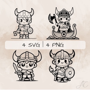 Cute Viking SVG & PNG bundle,Viking Clipart, Hand drawn Cute Viking pictures for print and engraving