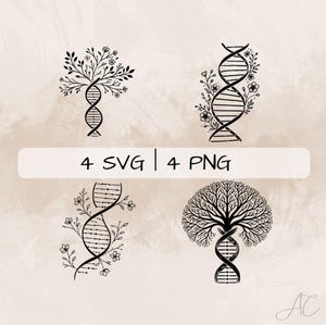 DNA SVG Bundle, Floral dna PNG, Tree of Life Clipart, Hand drawn dna pictures for print and engraving