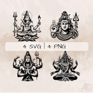 Shiva SVG Bundle, Lord Shiva PNG , Shiva Hindu Clipart, Hand drawn Shiva pictures for print and engraving