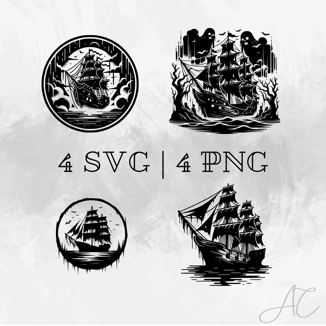 Ghost Ship SVG Bundle Halloween Ship PNG Ship Clipart Hand Etsy