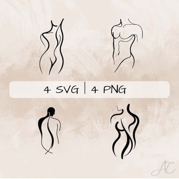 Line Art Körper SVG Bundle, Körper PNG, künstlerische Körper Clipart, Hand gezeichnete Linie Art Körper Bilder zum Drucken und Gravieren
