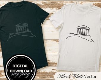 Acropolis of Athens SVG Bundle, Acropolis PNG , Athens Clipart, Hand drawn Acropolis of Athens pictures for print and engraving