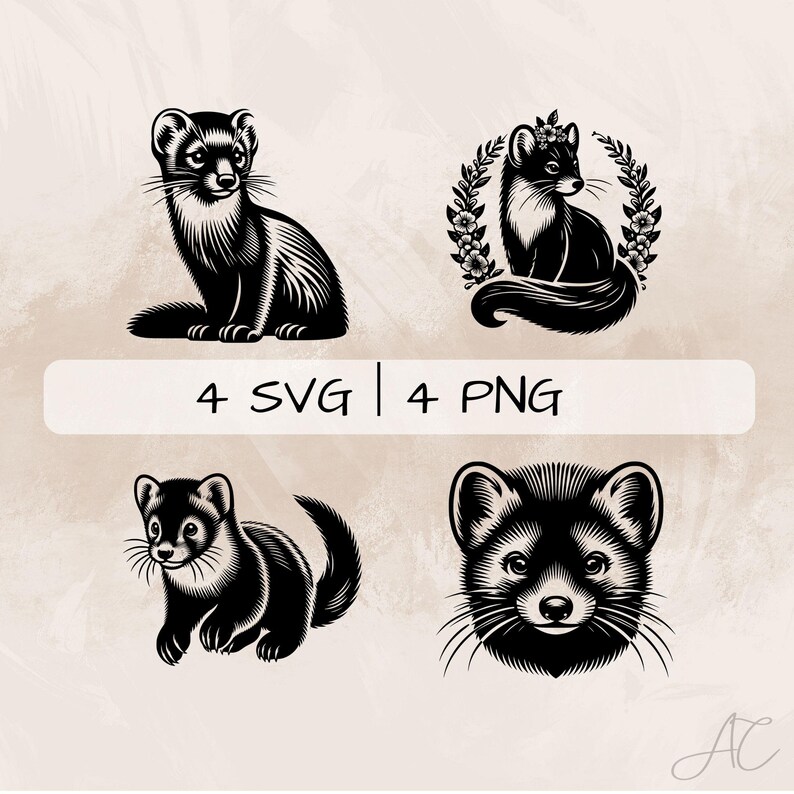Marten Rabbit Svg Marten SVG Bundle, Marten Face PNG ,floral Marten Clipart, Hand Drawn ...