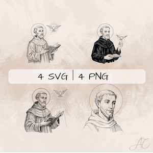 Saint Jean de la croix SVG Bundle, Saint John PNG, St John Clipart, Saint Jean de la croix dessinés à la main images pour impression et gravure