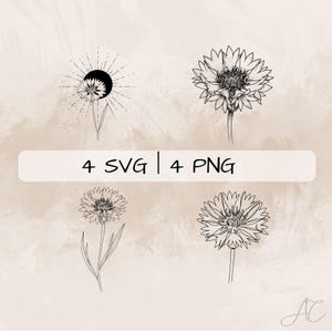 Cornflower SVG Bundle, Corn flower PNG ,Cornflower Clipart, Hand drawn Cornflower pictures for print and engraving