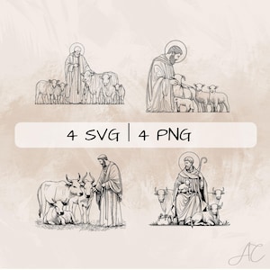 Saint Modestos SVG Bundle, Modestus of Jerusalem PNG, Patron St of Animals Clipart, Hand drawn St Modestos pictures for print and engraving
