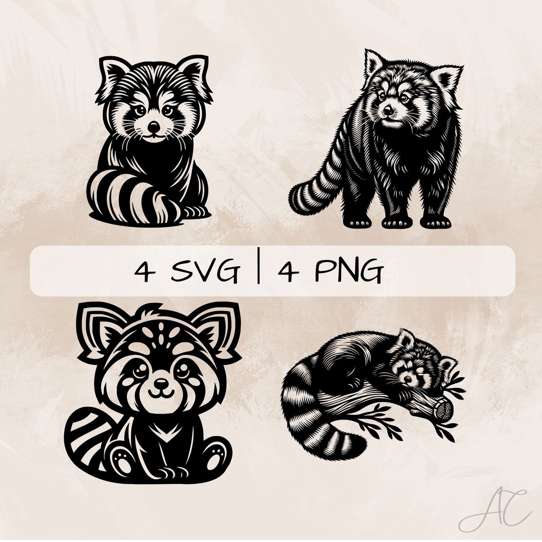 Red Panda SVG, Cute Red Panda PNG, Sleeping Red Panda Clipart, Hand ...