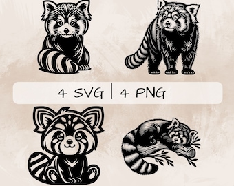 Red Panda SVG, Cute Red Panda PNG, Sleeping Red Panda Clipart, Hand drawn Red Panda pictures for print and engraving