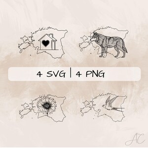 Estonia SVG Bundle, Estonia Outline PNG , Estonia Map Clipart, Hand drawn Estonia pictures for print and engraving