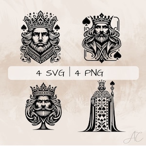 King of Spades SVG bundle, King PNG, Spade Card Clipart, Hand drawn King of Spades pictures for print and engraving