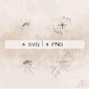 Mosquito SVG Bundle, Mosquito PNG , Insect Clipart, Hand drawn Mosquito pictures for print and engraving